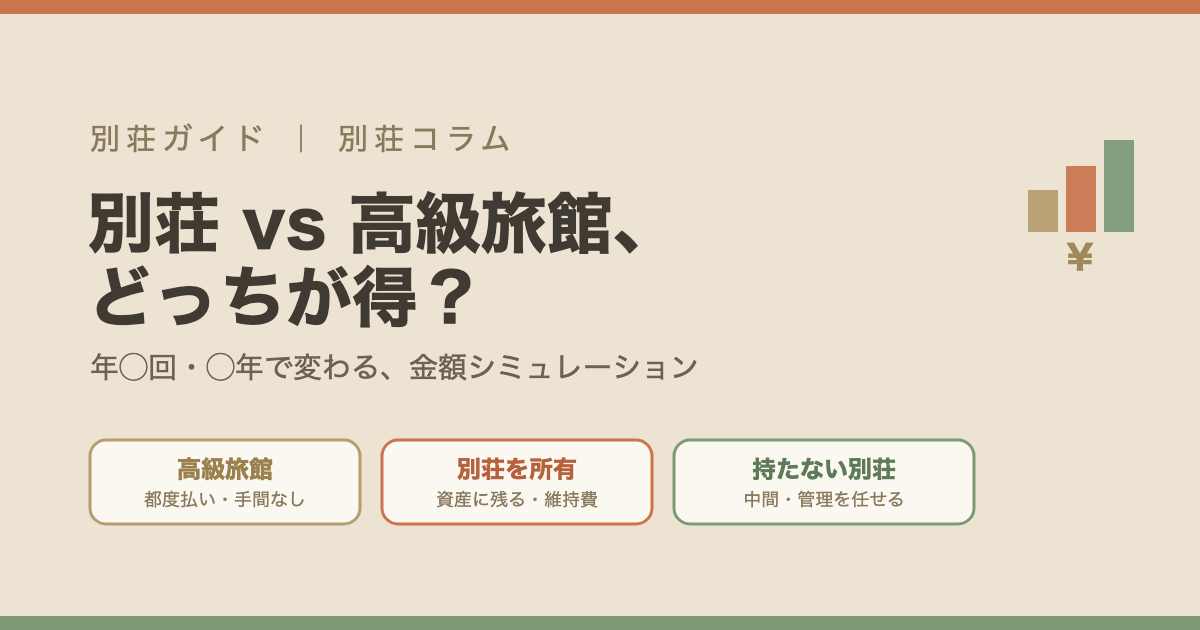 別荘と高級旅館の金額シミュレーション比較のイメージ